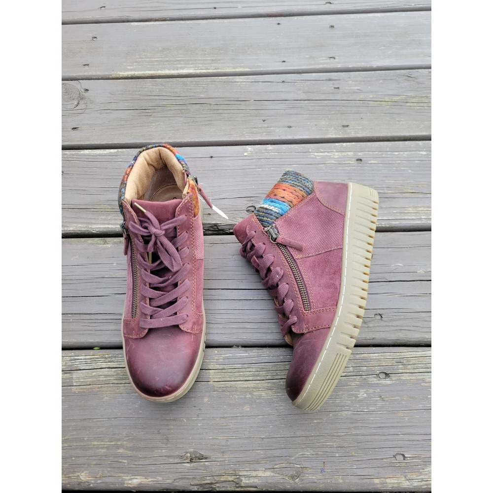 Comfortiva Sneaker Boots Burgundy Leather Knit Collar Align NWT Woman's 8.5 M